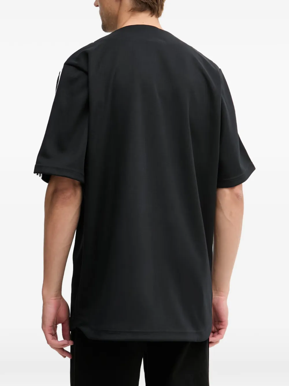 adidas Overhemd met geborduurd logo en gestreepte mouwen Zwart