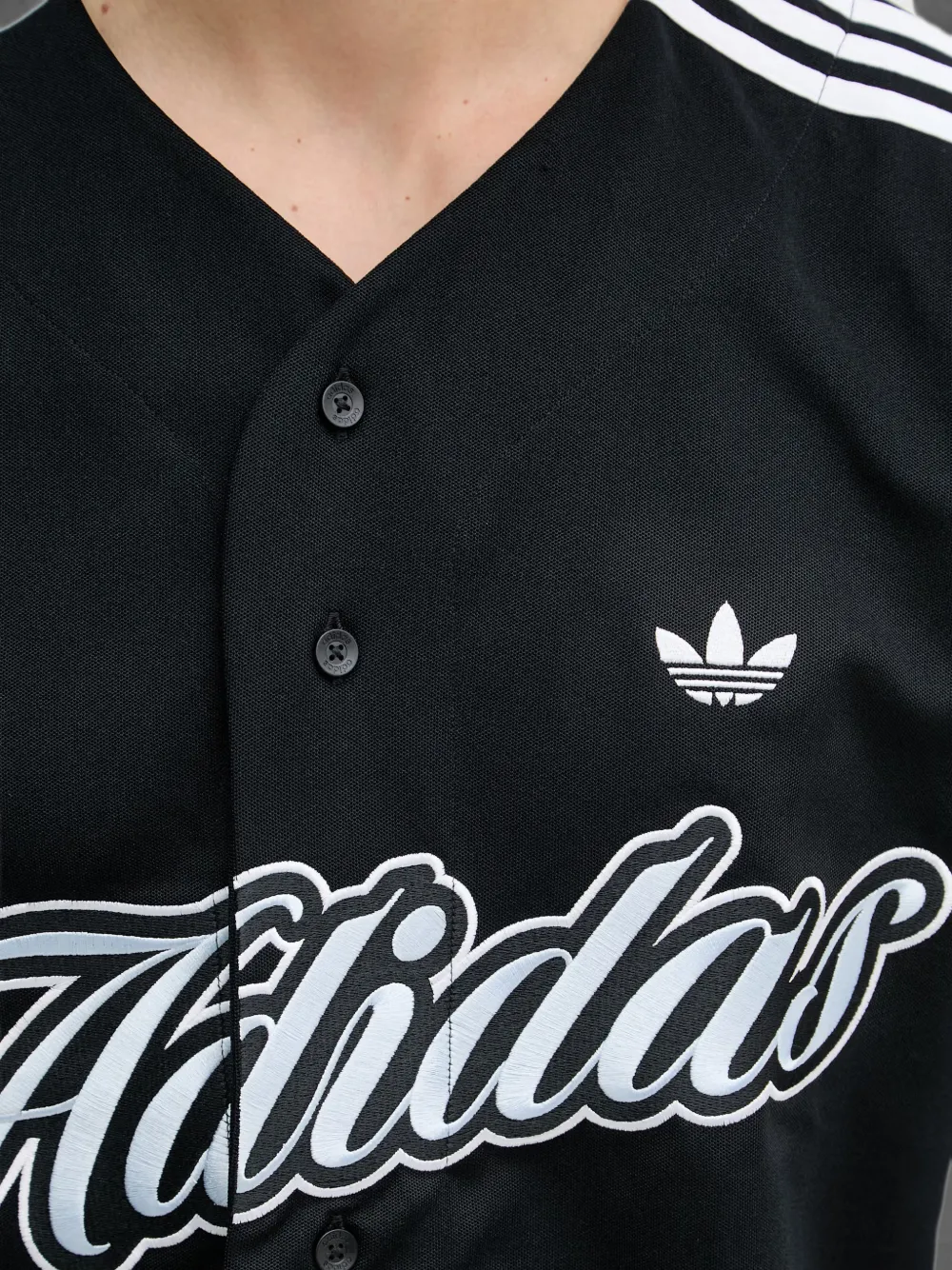 adidas Overhemd met geborduurd logo en gestreepte mouwen Zwart