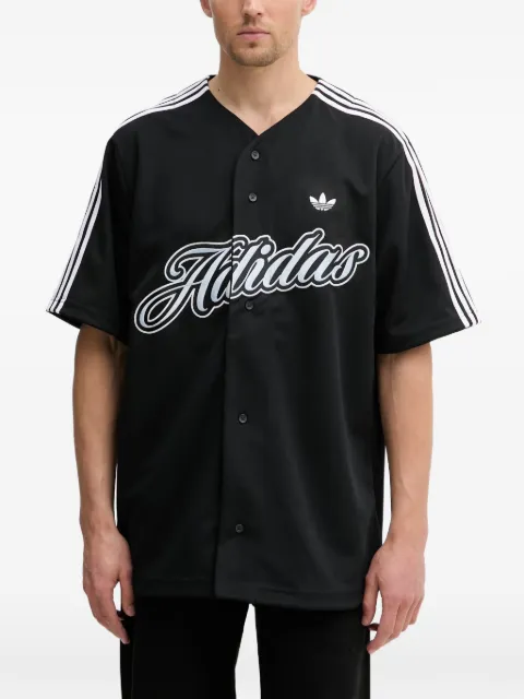 adidas logo-embroidered striped-sleeve shirt