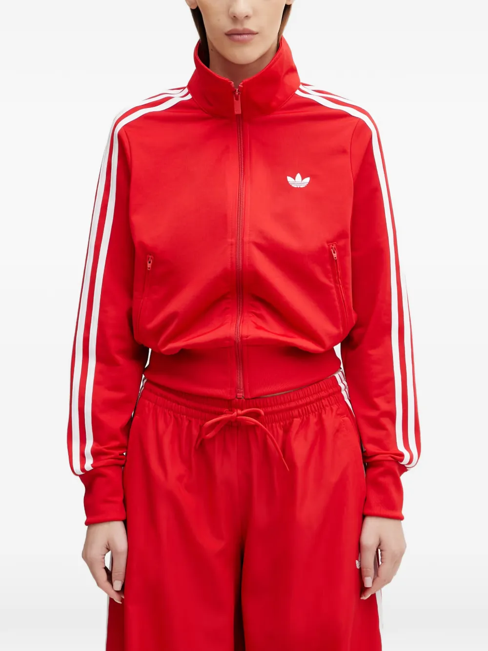 adidas Firebird side-stripe zip-up sweatshirt Rood