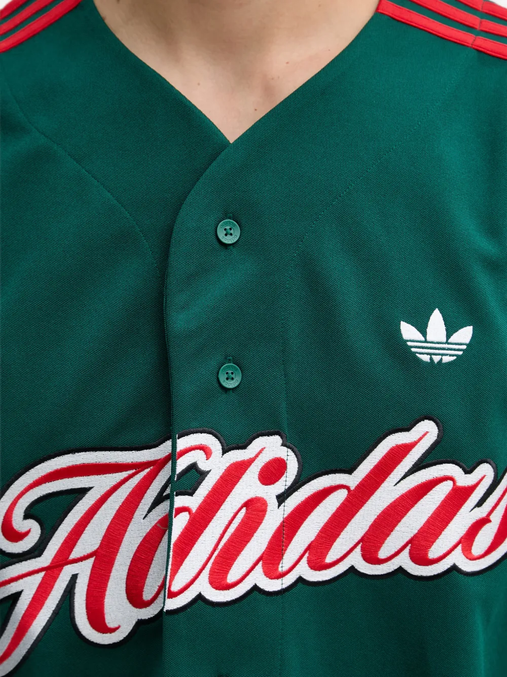 adidas logo-embroidered 3-Stripe shirt Groen