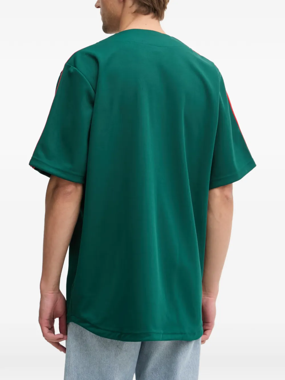 adidas logo-embroidered 3-Stripe shirt Groen