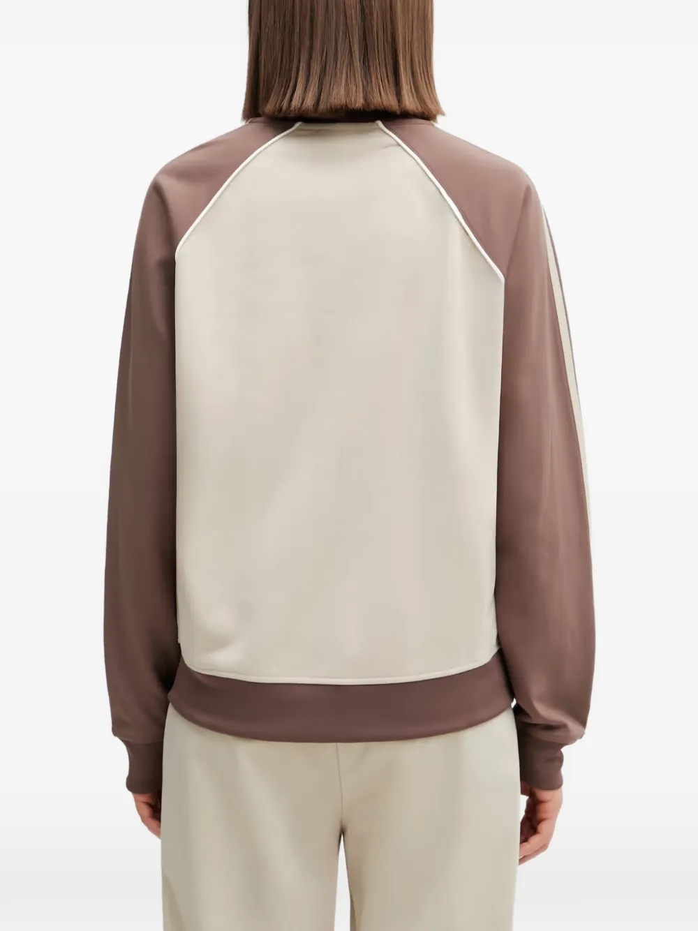 adidas logo-embroidered zip-up sweatshirt Beige