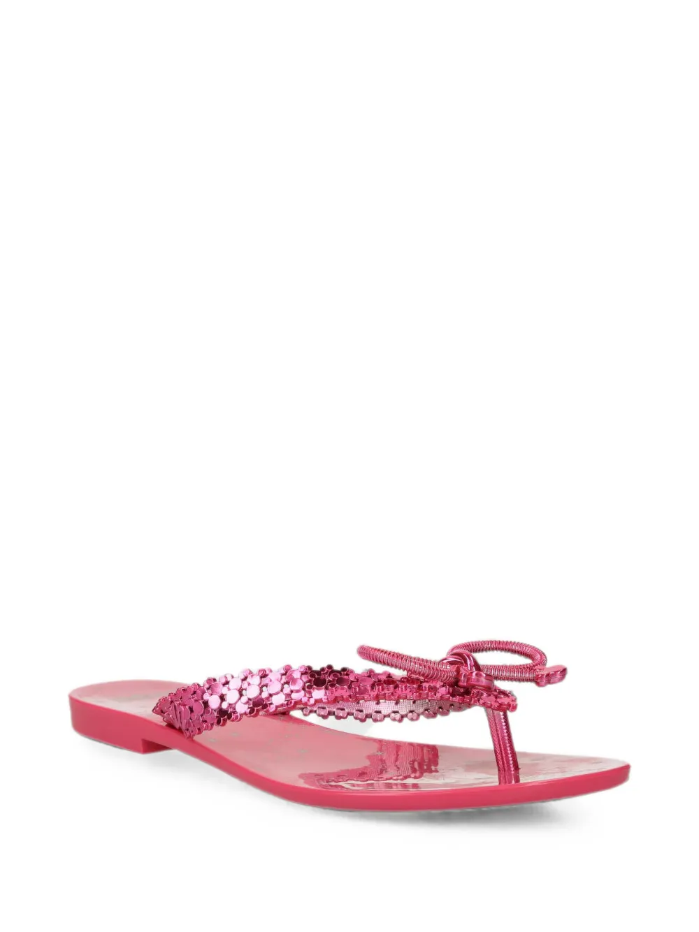 Melissa x Disney Harmonic Chrome teenslippers verfraaid met pailletten en strik Roze