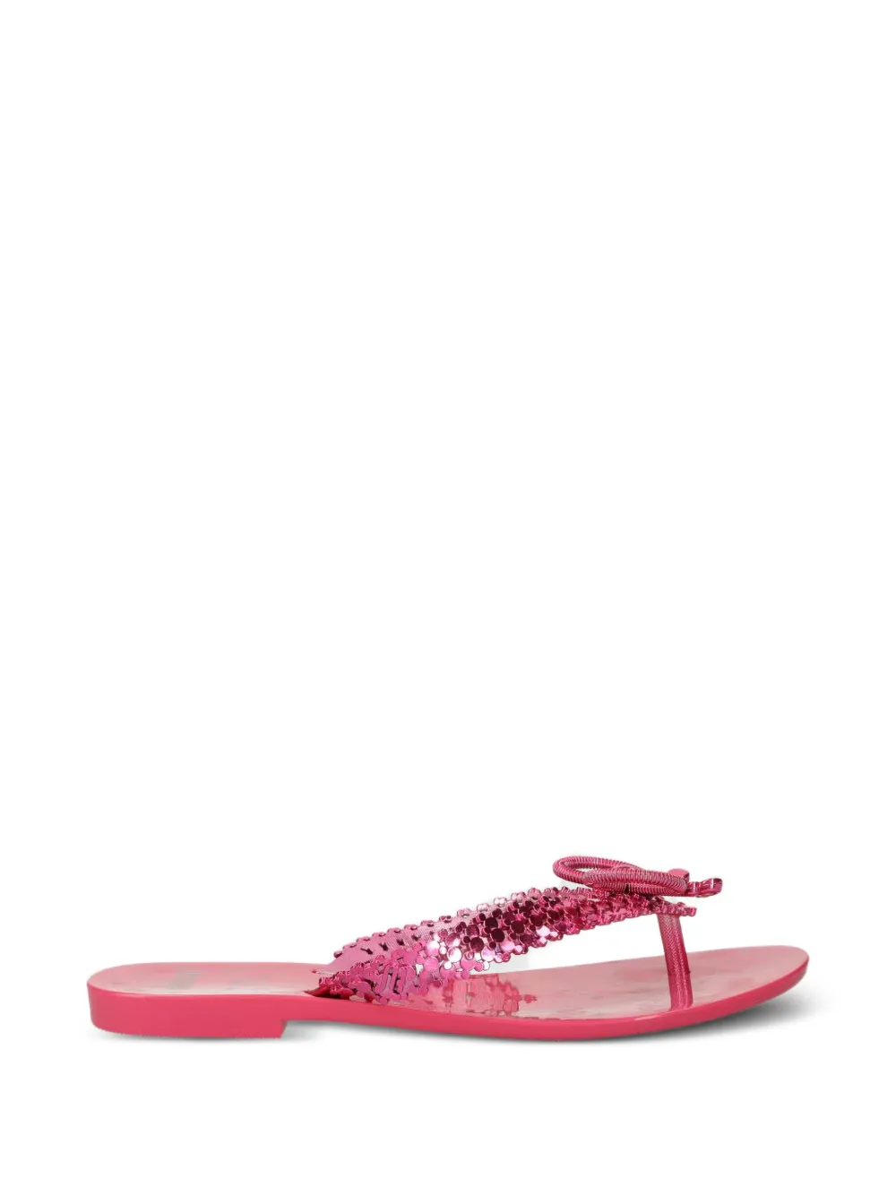 Melissa x Disney Harmonic Chrome sequin-embellished bow flip-flops - Rosa