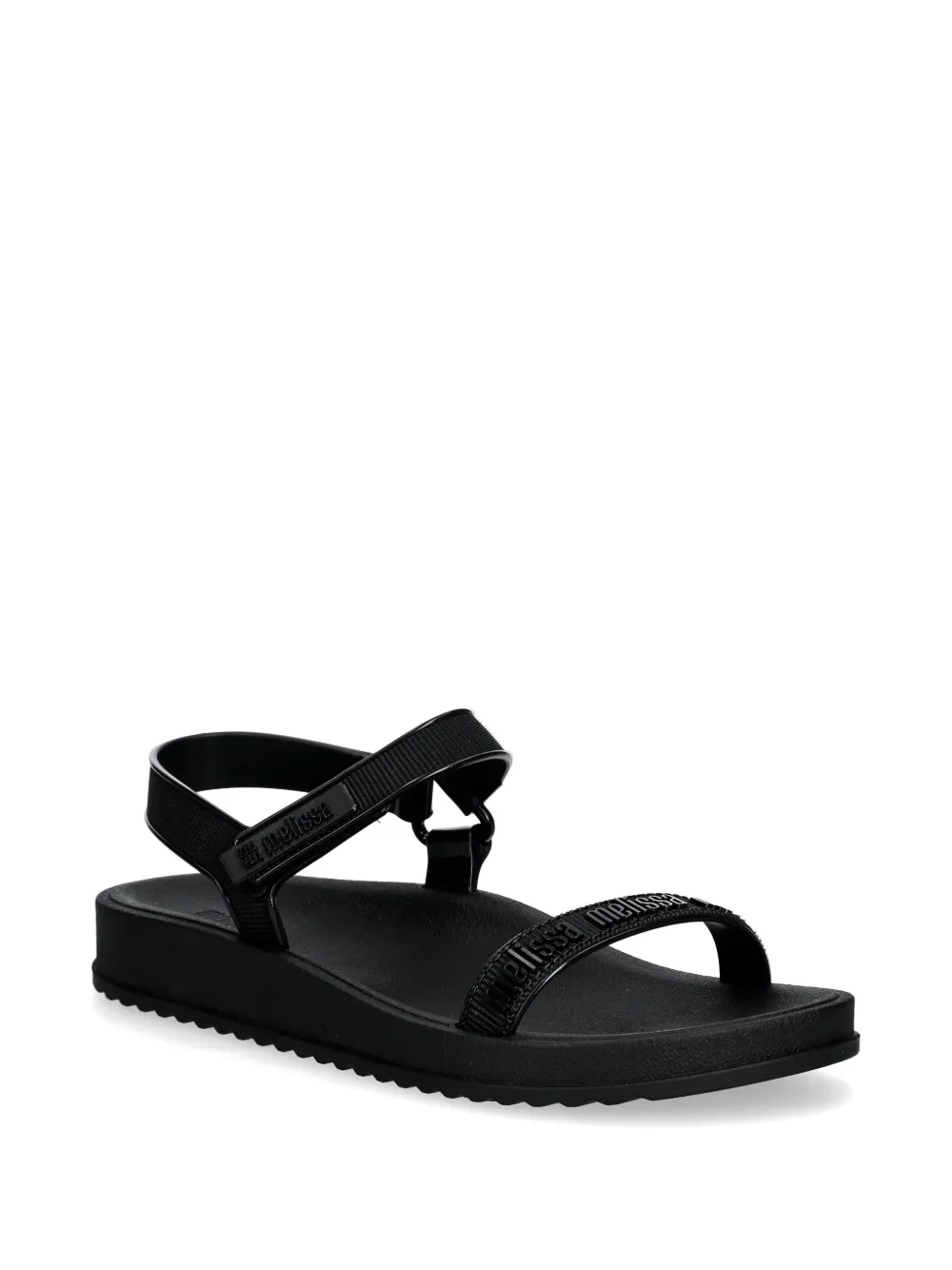 Melissa logo-print touch-strap sandals Zwart