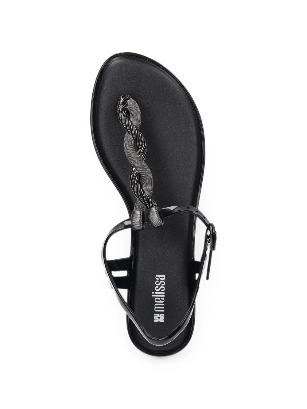 Melissa Solar Twist AD sandalen met gevlochten bandje en gespsluiting Zwart