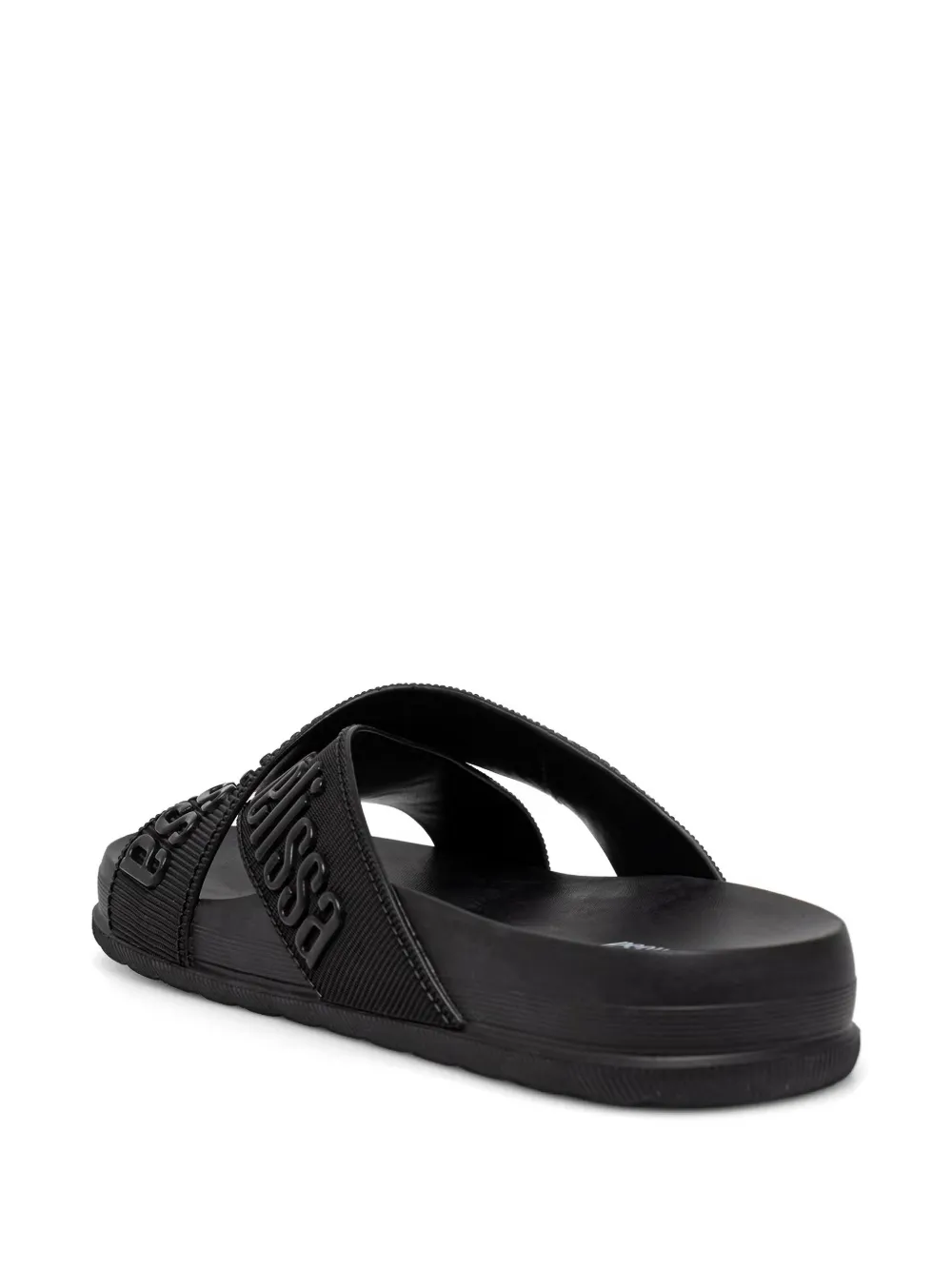 Melissa logo-print crossover-strap slides Zwart