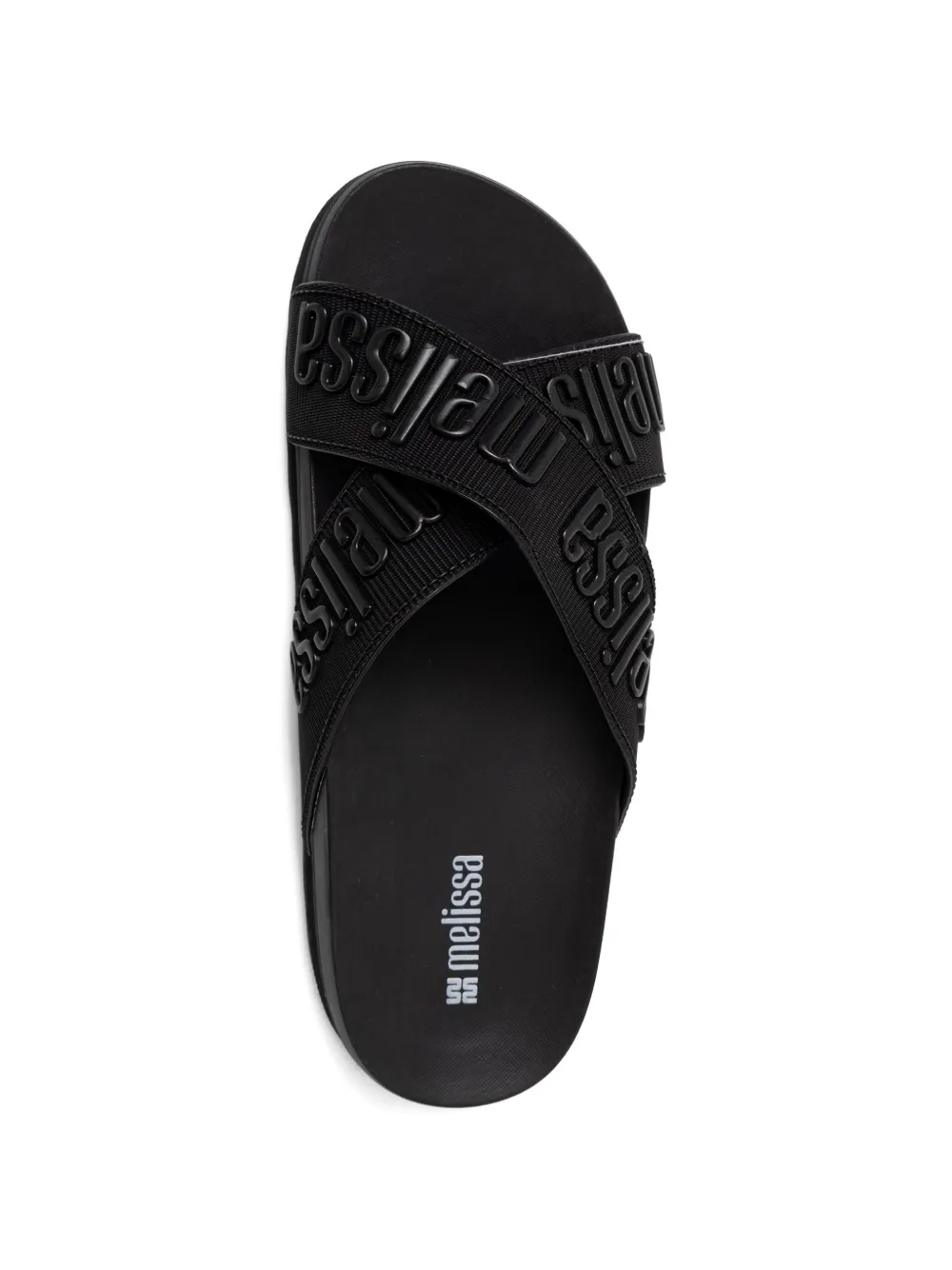 Melissa logo-print crossover-strap slides Zwart
