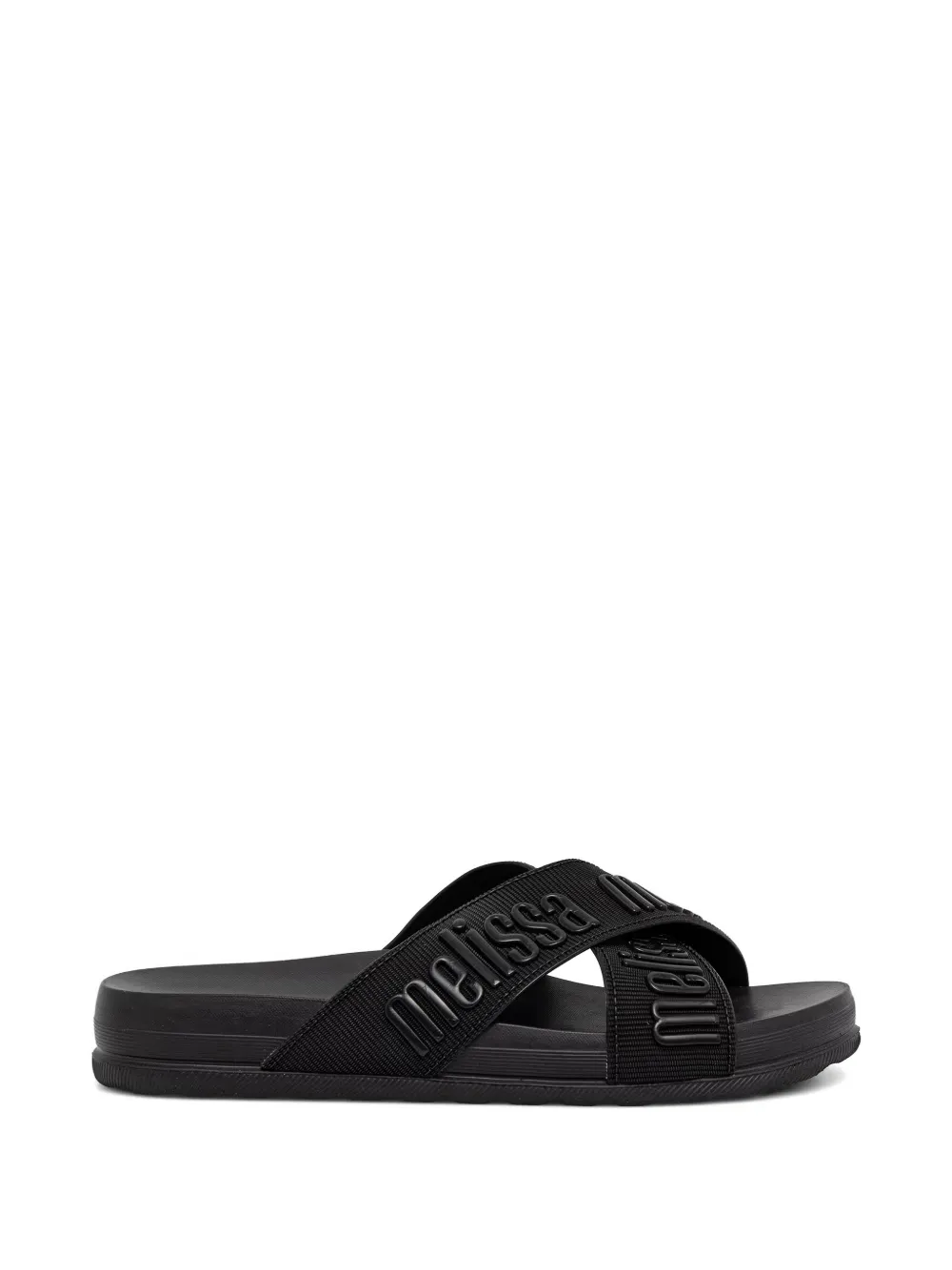 Melissa logo-print crossover-strap slides - Schwarz