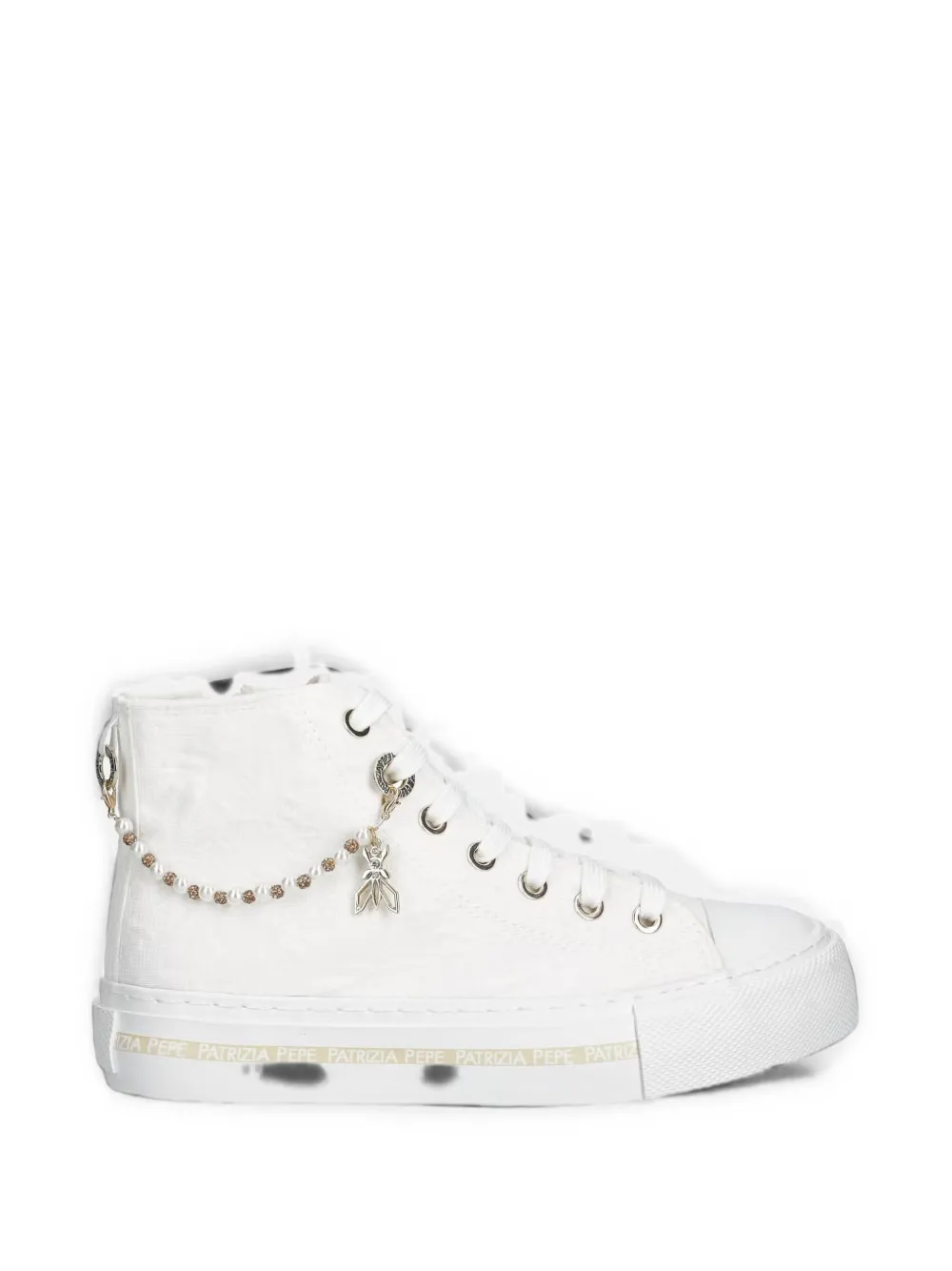 Patrizia Pepe girl charm-embellished high-top sneakers Wit