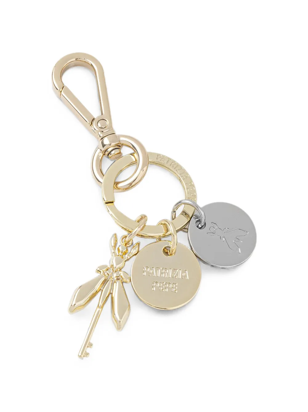 Patrizia Pepe logo-plaque Fly keyring - Gold