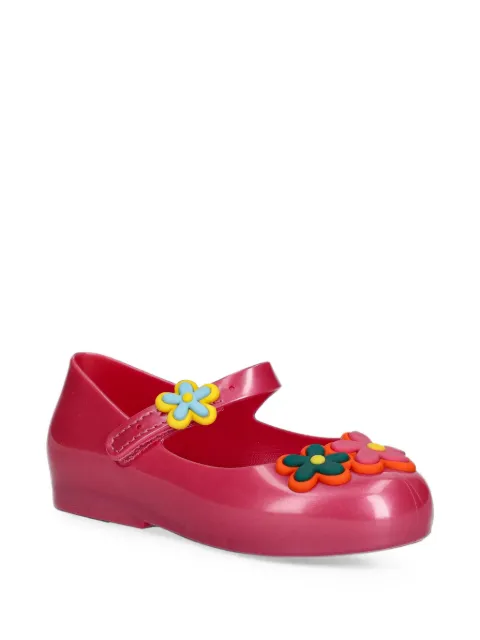 Mini Melissa flower-embellished touch-strap ballet flats