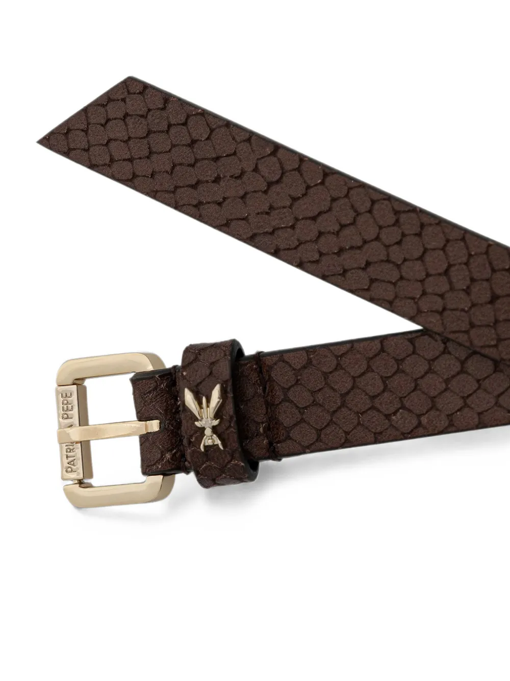 Patrizia Pepe Fly riem met slangen-effect Bruin