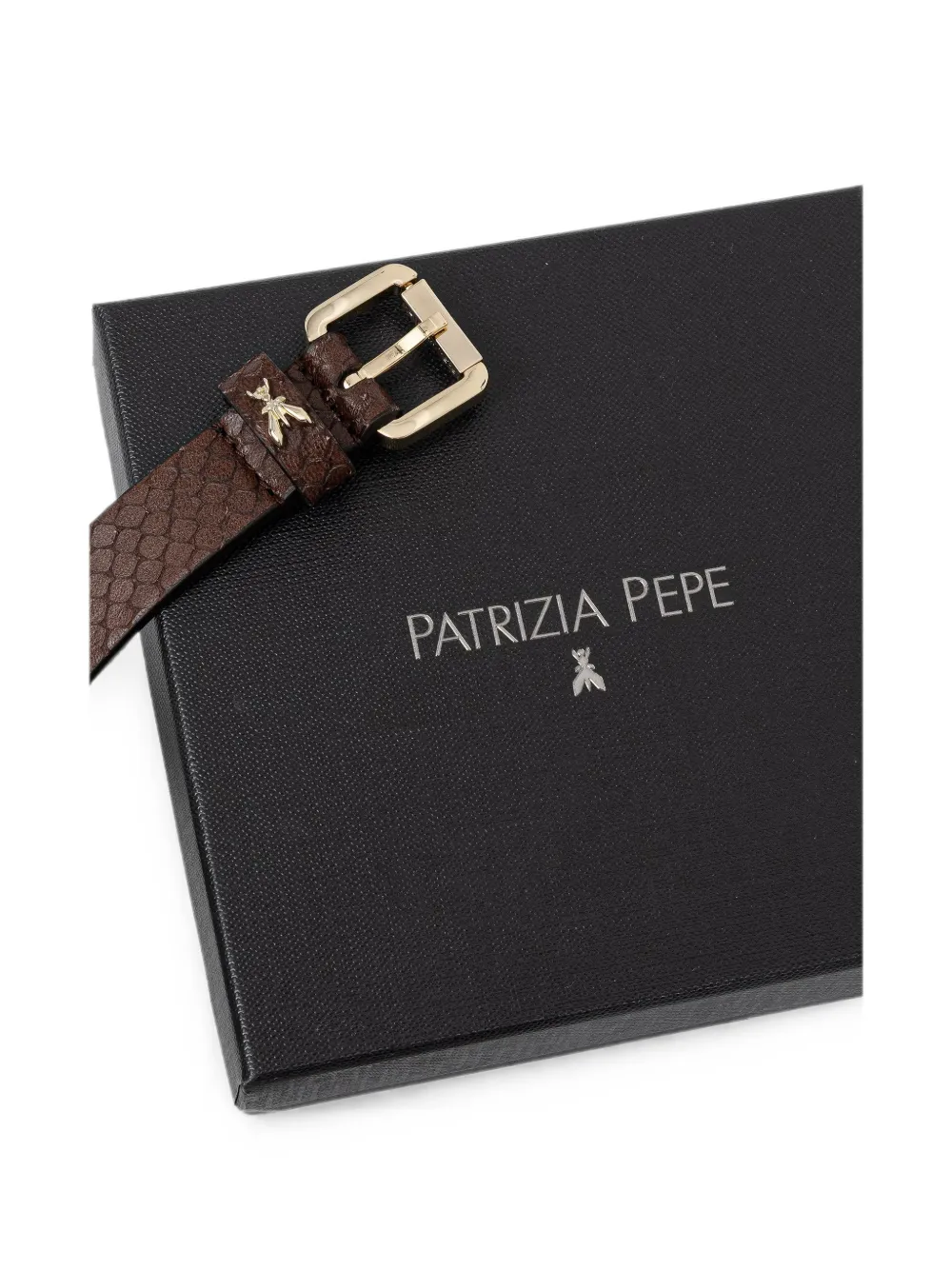 Patrizia Pepe Fly riem met slangen-effect Bruin