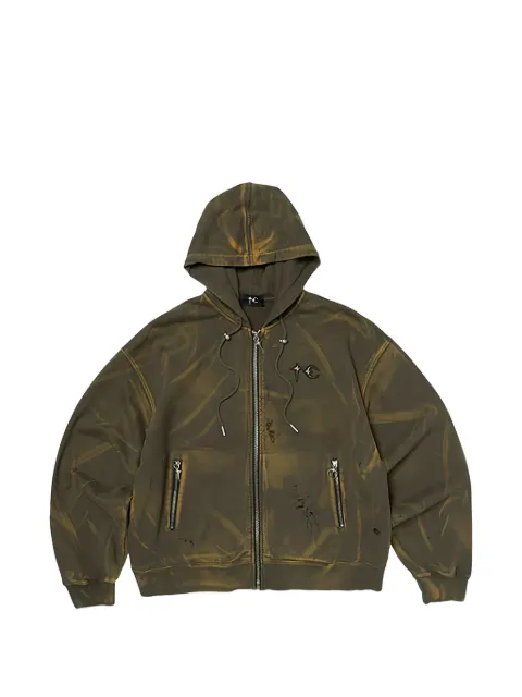 THUG CLUB washed zip-up hoodie