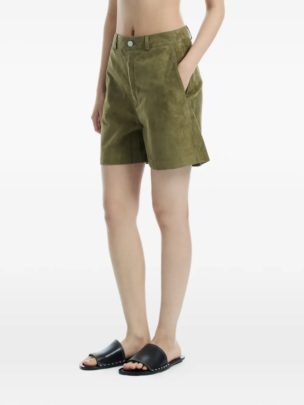 Arma Bobby Suede Shorts in Green, view 3