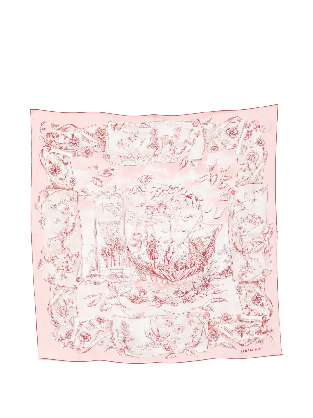 Ferragamo graphic-print silk scarf - Rosa