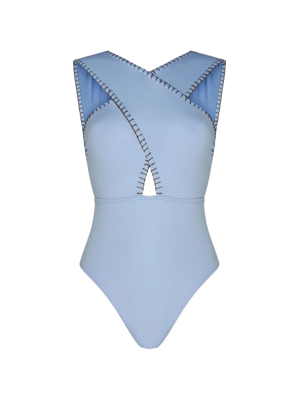 KIÓHNE Coral hand-embroidered swimsuit - Blu
