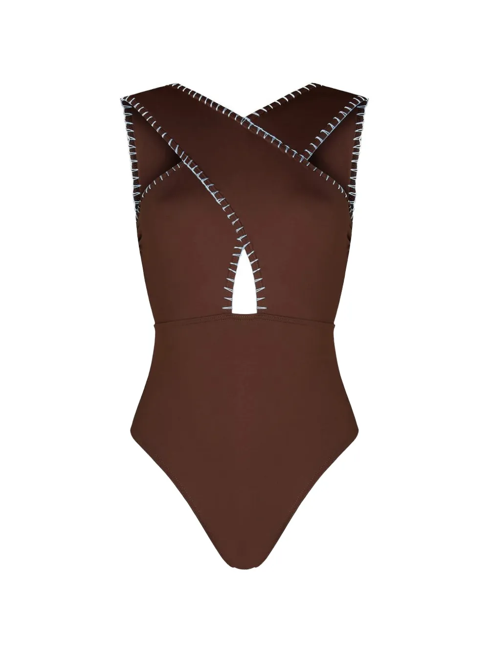 KIÓHNE Coral hand-embroidered swimsuit - Marrone