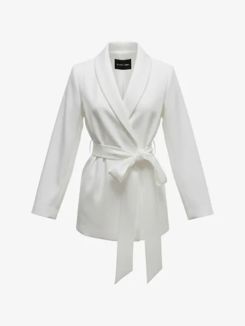 Black Label belted wrap-around jacket
