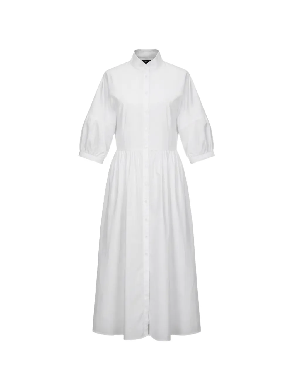 Black Label puff-sleeve button-down maxi dress - Weiß