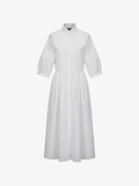 Black Label puff-sleeve button-down maxi dress