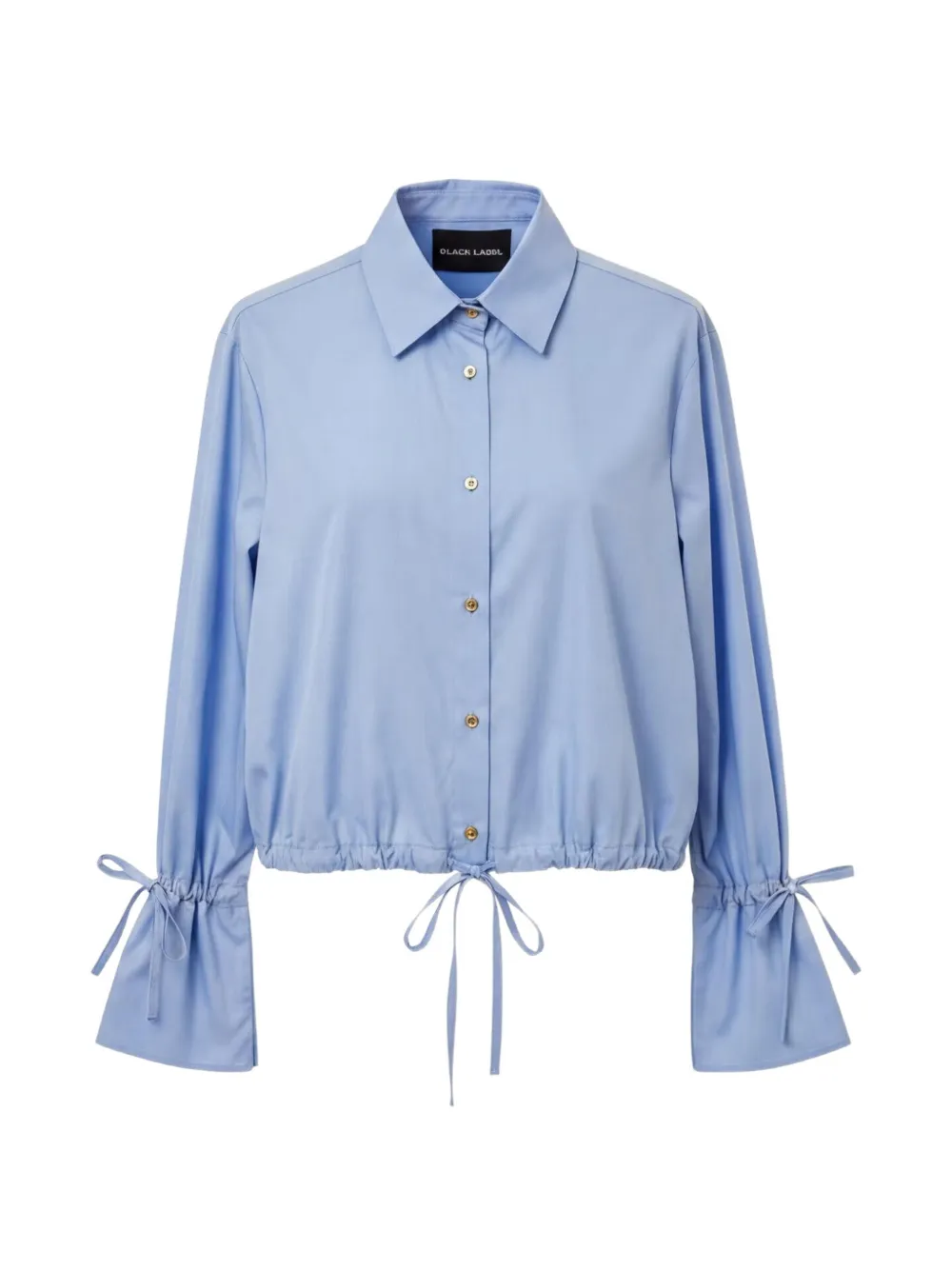 Black Label drawstring-hem long-sleeve shirt - Blue
