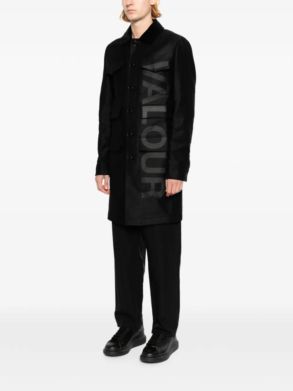 Alexander McQueen ウールハイネックジャケット 46サイズ Alexander McQueen velvet-collar multi-pocket Coat | Black | FARFETCH
