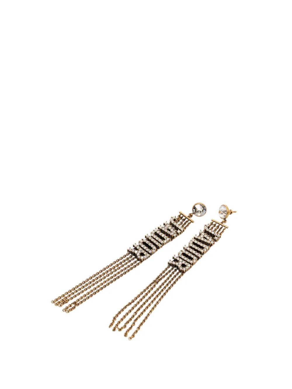 Pre-owned Dior 20th Century Gold Plated Strass Ja Drop Push Back Earrings Costume Earrings