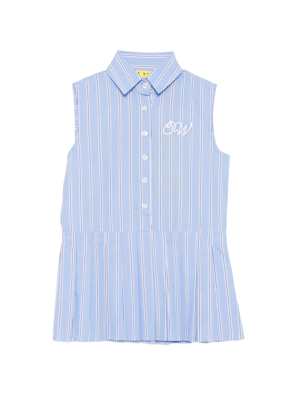 Off-White Kids striped pleated dress - Blau