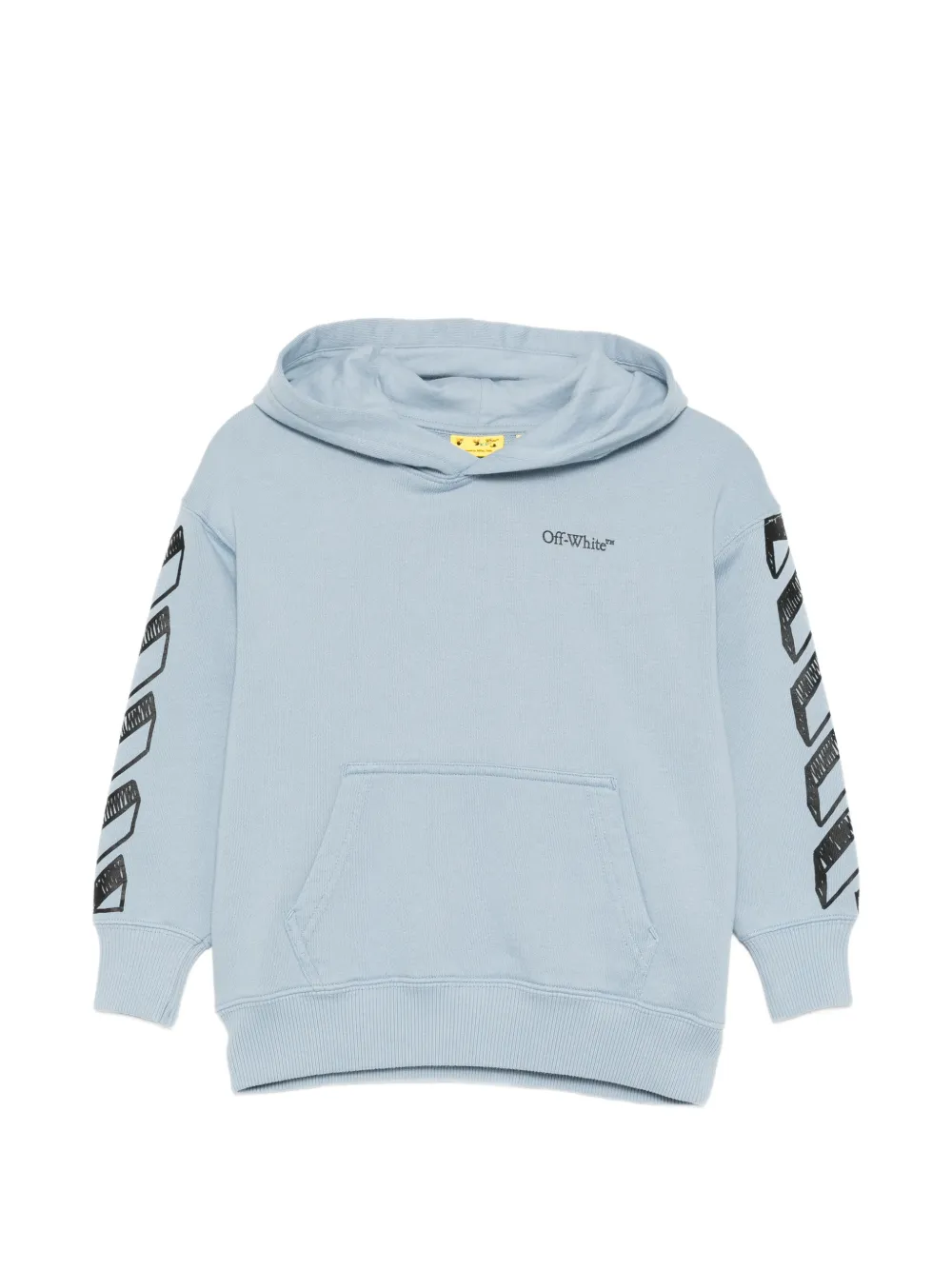 Off-White Kids Diagonals-print logo-print hoodie - Blu