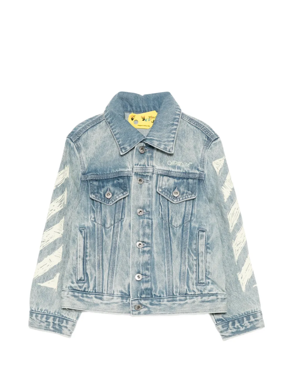 Off-White Kids Diagonals-print denim jacket - Blau