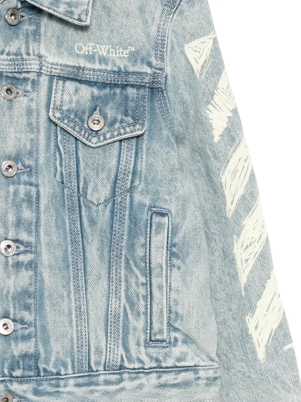 Off-White Kids Spijkerjack met diagonale print Blauw
