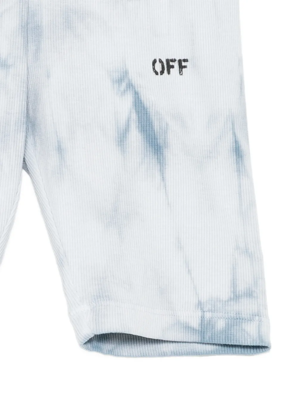 Off-White Kids Geribbelde shorts met tie-dye print Blauw