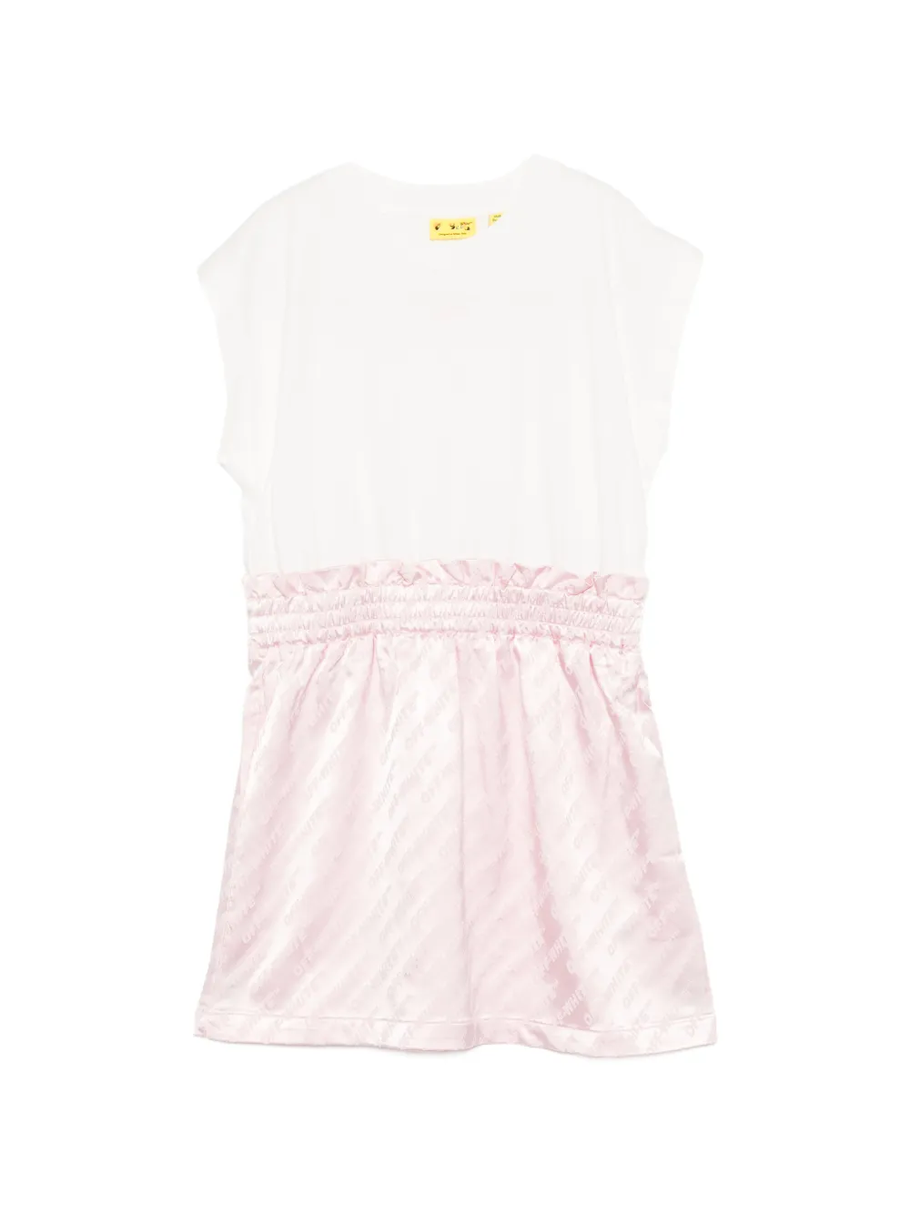 Off-White Kids logo-print ruffled dress - Weiß