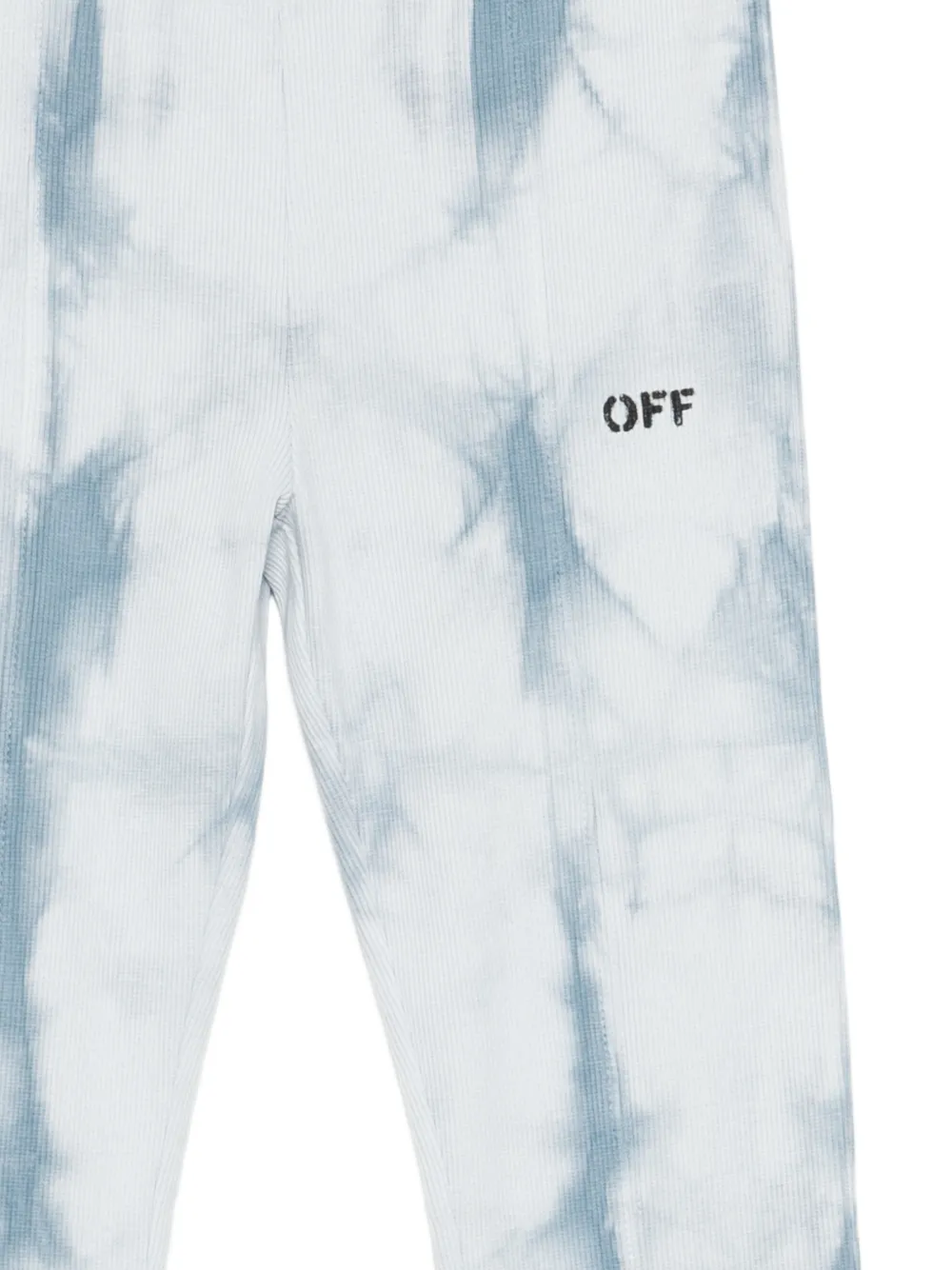 Off-White Kids Geribbelde broek met tie-dye print Blauw