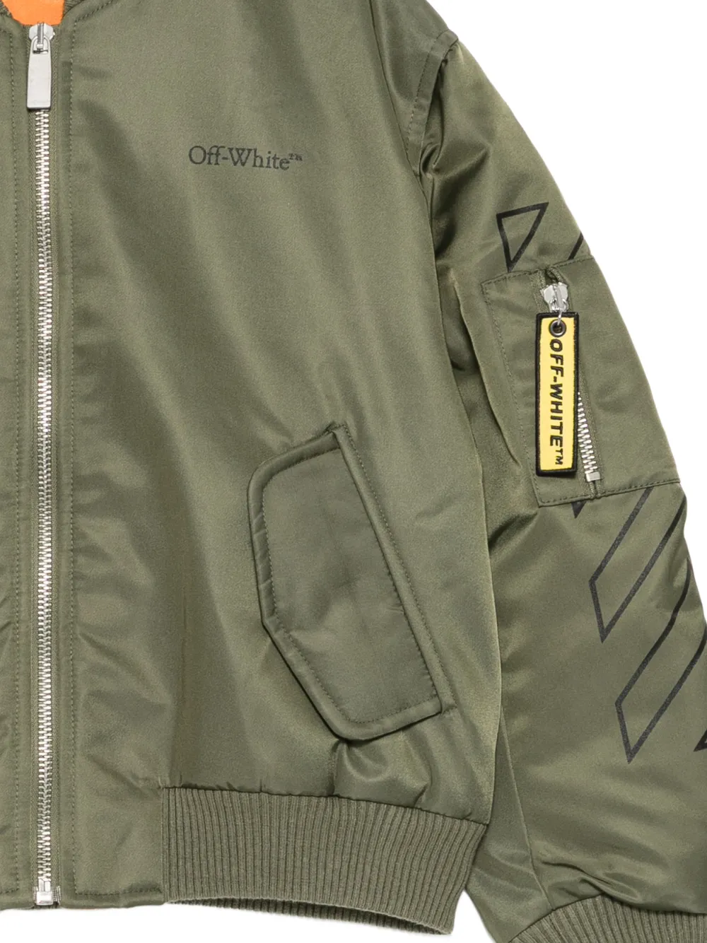 Off-White Kids Bomberjack met logoprint Groen