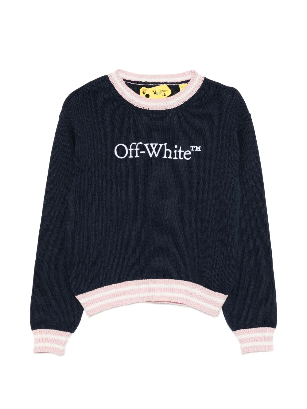 Off-White Kids logo-embroidered striped-trim sweater - Blau