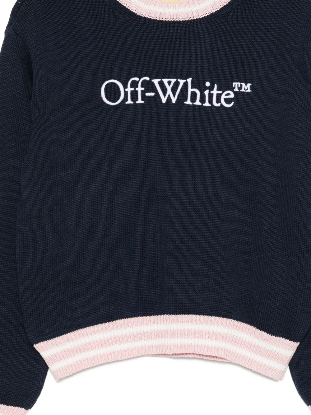 Off-White Kids Sweater met geborduurd logo en gestreepte afwerking Blauw