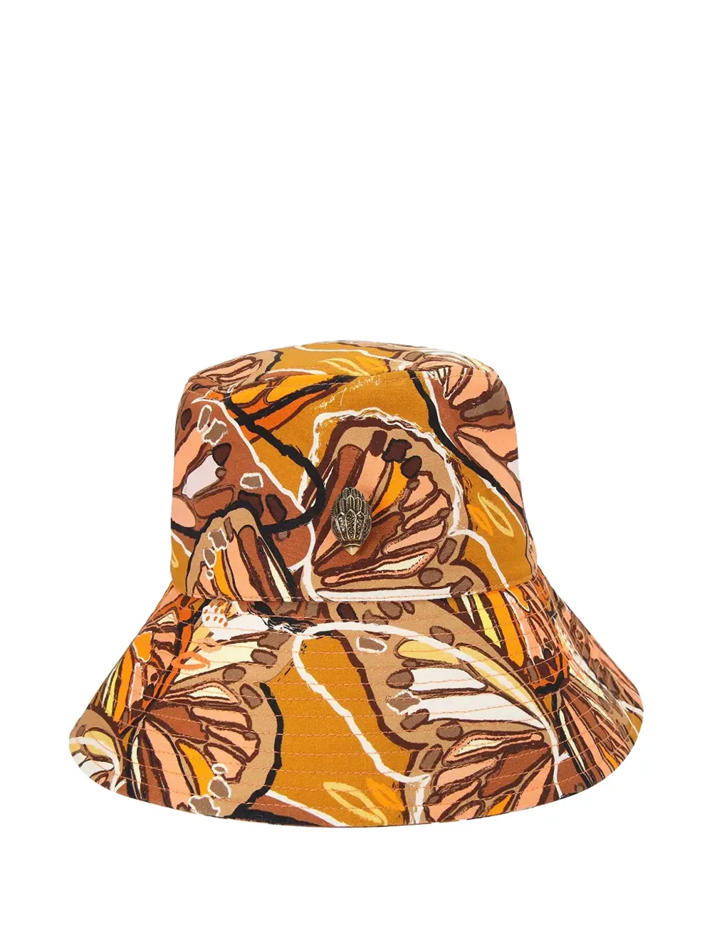 Kurt Geiger Eagle-plaque Butterfly-print Bucket Hat In Orange