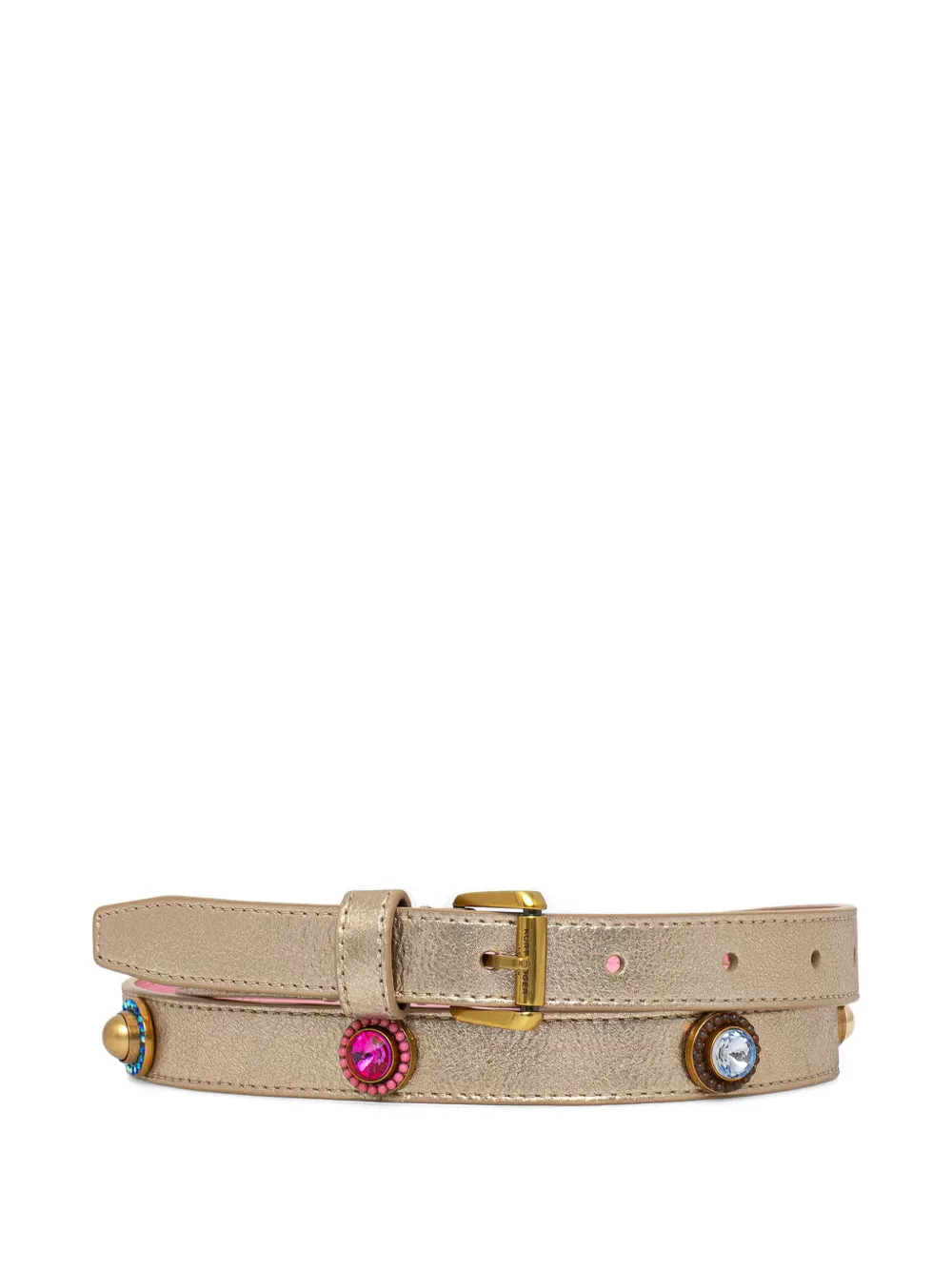Kurt Geiger London Octavia crystal-embellished metallic belt - Oro