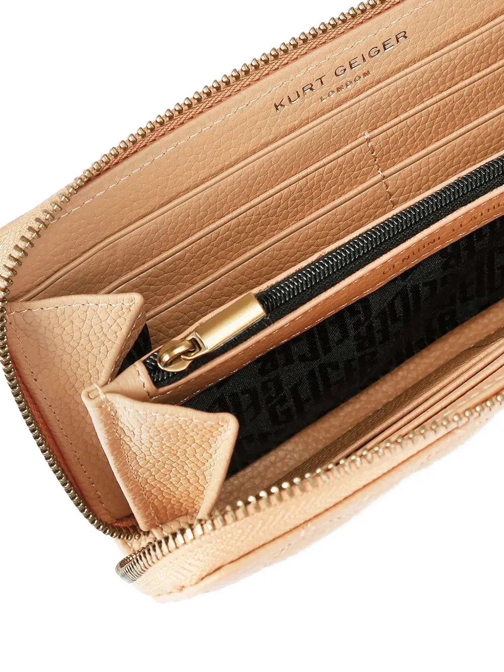 Kurt Geiger London Gewatteerde portemonnee met adelaarplakkaat Beige