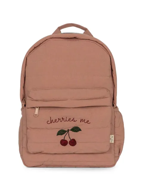 Konges Sløjd mochila Juno capitonada con cerezas bordadas