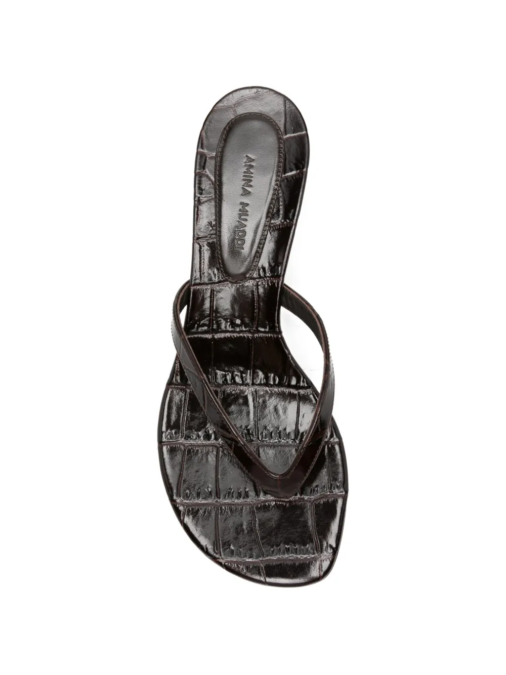 Amina Muaddi Juliette crocodile-effect leather sandals Bruin