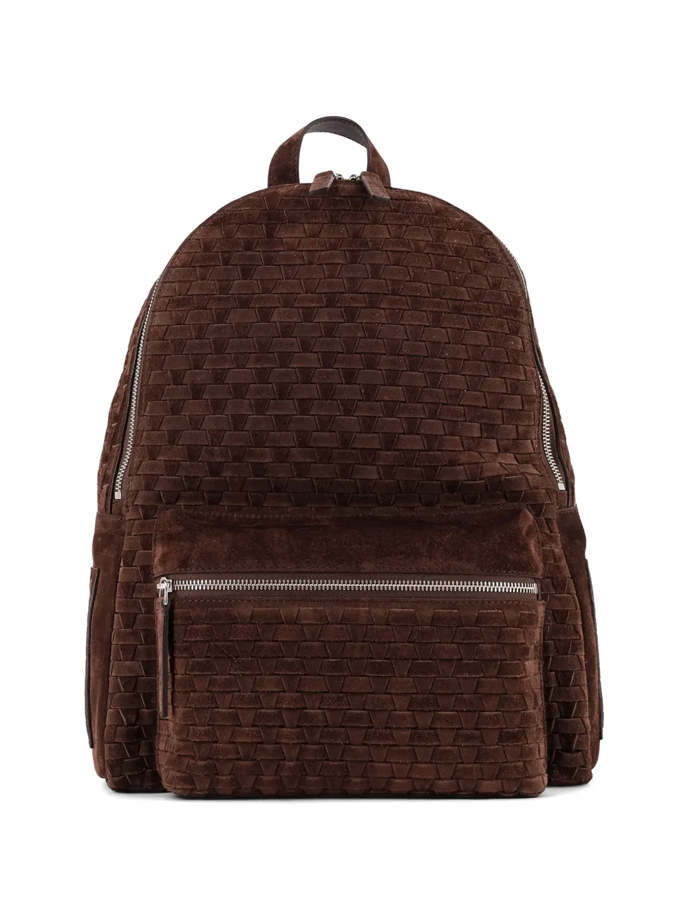 Orciani Laio Peach woven-pattern suede backpack - Marrone
