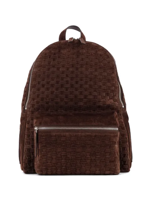Orciani Laio Peach woven-pattern suede backpack