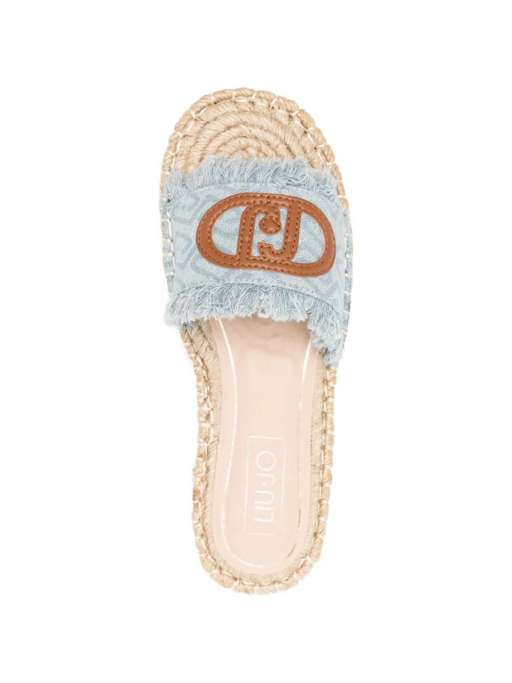 LIU JO logo-patch frayed flat espadrilles Blauw