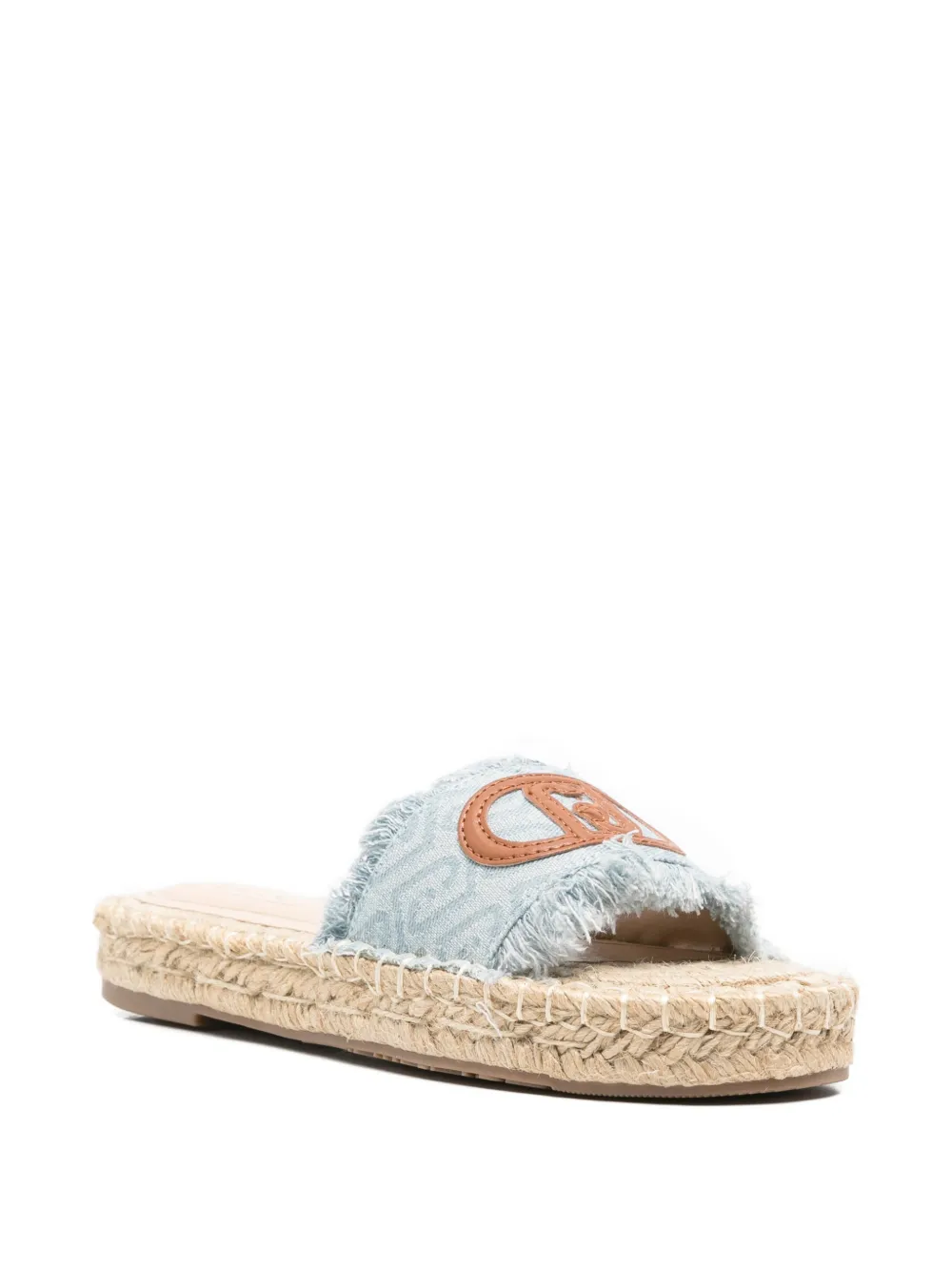 LIU JO logo-patch frayed flat espadrilles Blauw