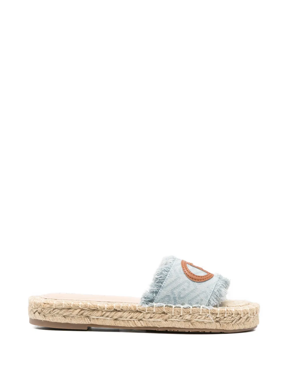 LIU JO logo-patch frayed flat espadrilles Blauw